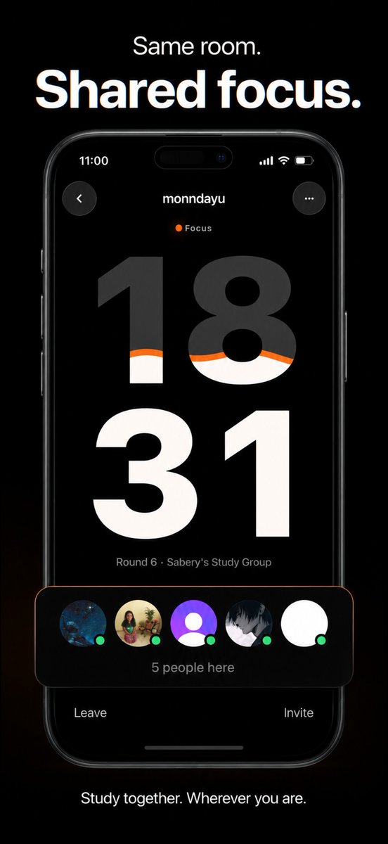 notpoyoyo's tweet photo. my favorite thing in the app: you and your friends run one timer together in a room. everyone sees who's still there

leaving first hits different when 4 people watch you do it

iphone app out nov 3: https://t.co/mQUxHxGAPe https://t.co/vk6kfN9XWt