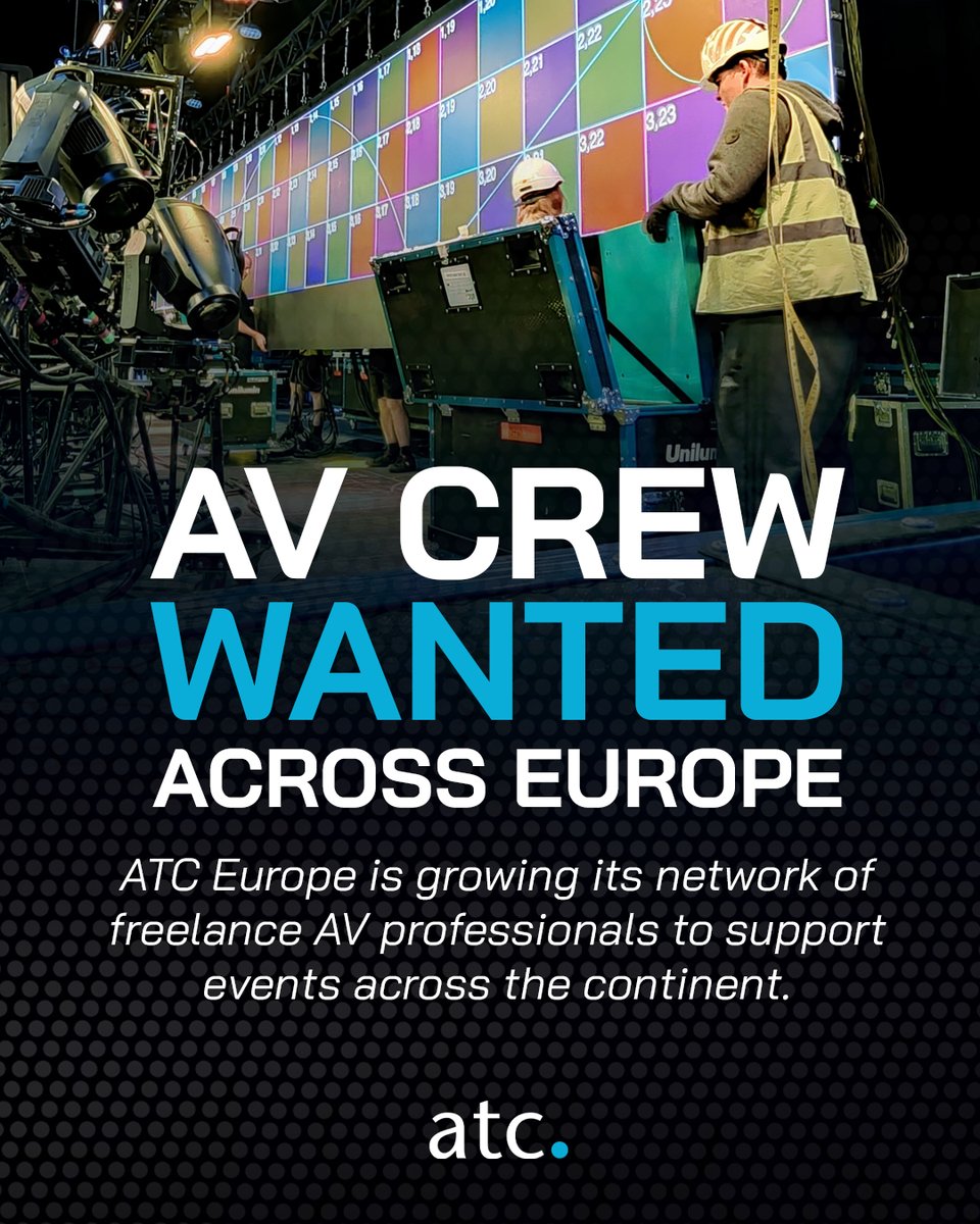 atcommunication's tweet photo. 🌍 Europe-based freelance AV crew wanted!

ATC Europe, from its base in Belgium, is growing its network of AV Freelance Crew for live events.

Interested? We would love to hear from you!

Email your location and experience to atceurope@atcomms.com

#AVFreelancers #EventCrew https://t.co/6jmwnpR5gM
