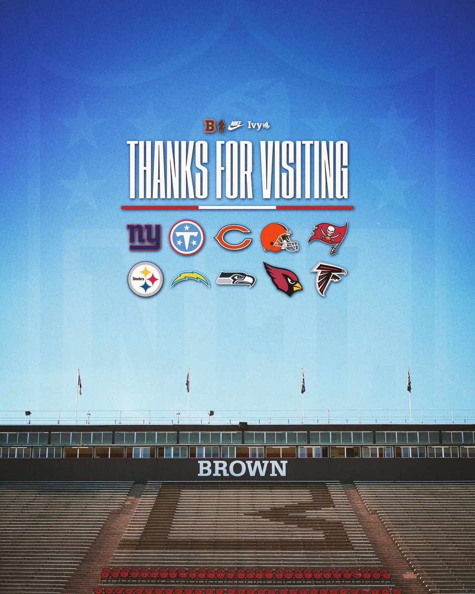BrownU_Football's tweet photo. A special thank you to the 10 NFL teams that have stopped by practice and our first two games so far this season 🏈 https://t.co/dGlW3SpNIK