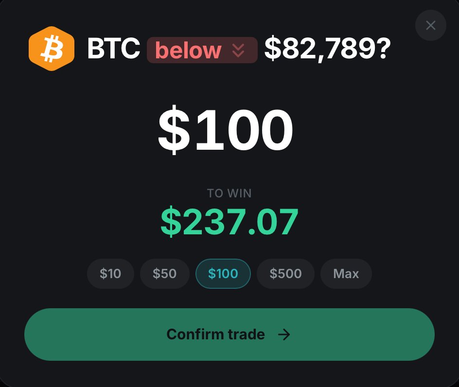 clickoptions_ai's tweet photo. Where does the BTC market see price heading? 📊

Target: $82,789
Prediction: BTC below
$100 → $237.07 potential payout

Explore BTC price predictions and market data with ClickOptions.

#BTC #Bitcoin #Crypto #PredictionMarkets #CryptoTrading #ClickOptions https://t.co/3aoxerqirN