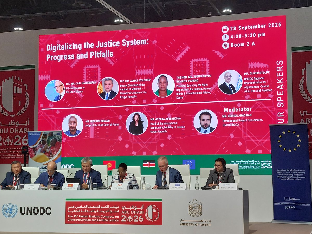 CHallergard's tweet photo. Pleased to speak at #UNCrimeCongress on digital justice. Through EU-funded programmes such as #JUST4ALL in Kyrgyzstan and #PLEADYetu in Kenya, we support digitalisation as part of broader reforms for more effective, accessible and accountable justice grounded in the rule of law. https://t.co/J5tIze0yYI