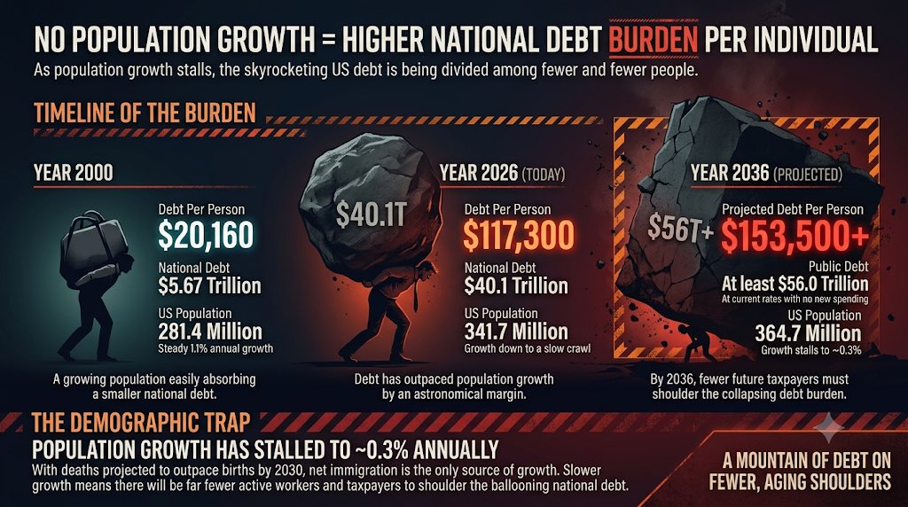 BrightLabsMedia's tweet photo. We can no longer rely on endless population growth to absorb our borrowing. The "Demographic Trap" means future generations will be crushed by this weight unless structural changes happen now. 👇👇 https://t.co/B9swmigoQq