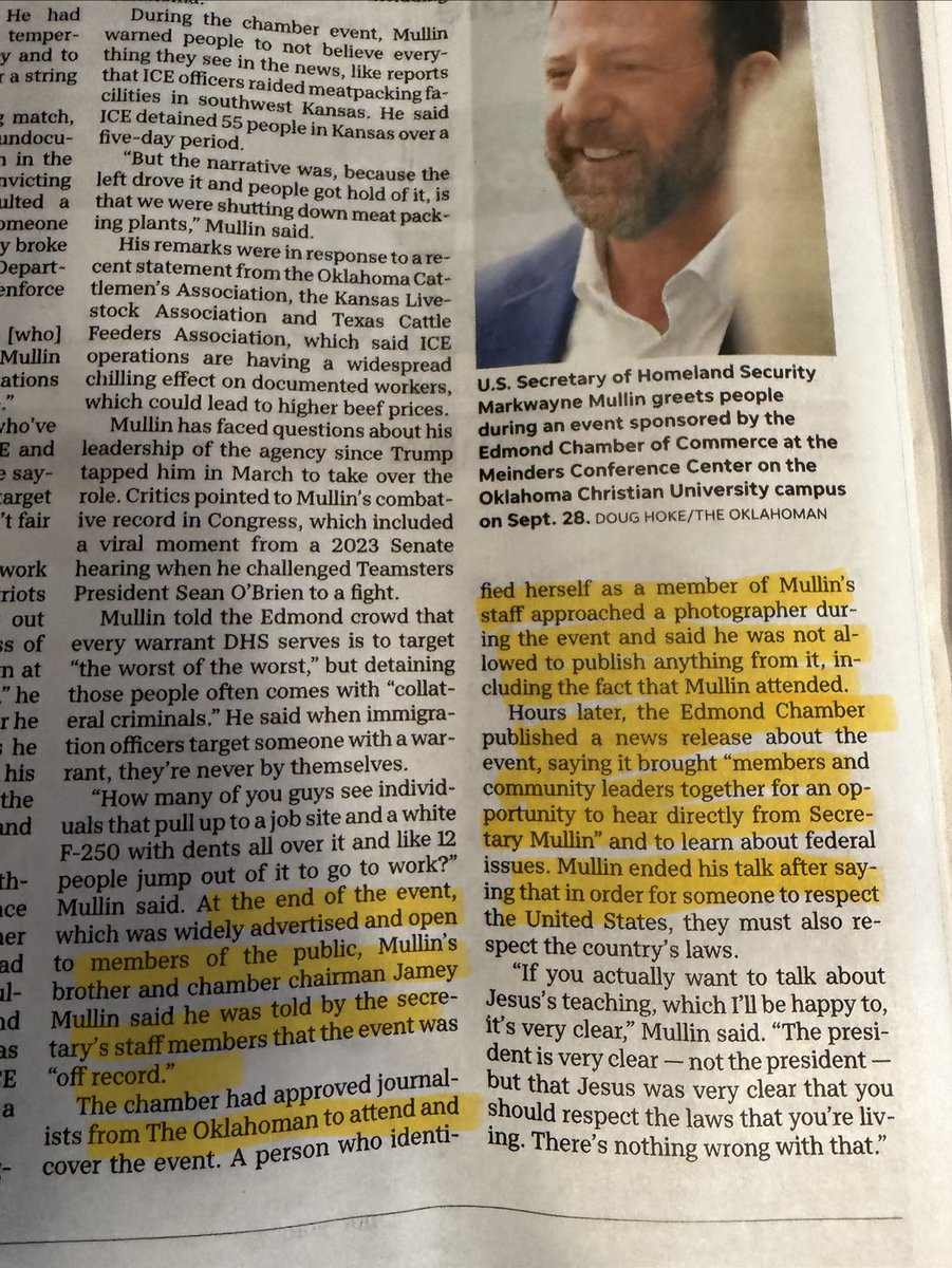 pmonies's tweet photo. “A person who identified herself as a member of Mullin's staff approached a photographer during the event and said he was not allowed to publish anything from it, including the fact that Mullin attended.” 
https://t.co/m8DVnrTZJd #transparency https://t.co/LqkBgmPJQy