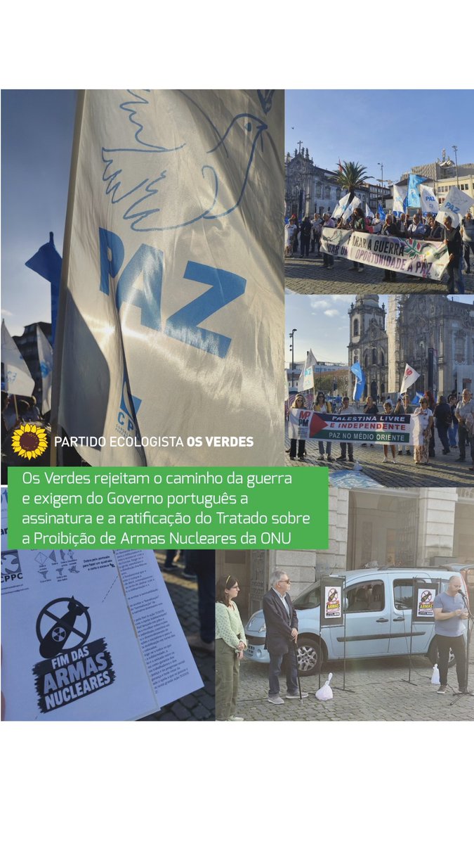 OsVerdes's tweet photo. No Porto, Os Verdes participaram ontem da manifestação Pelo Fim das Armas Nucleares organizada pela CGTP, MPPM, URAP, CPPC e Projeto Ruído. https://t.co/oCnVr5lpRu