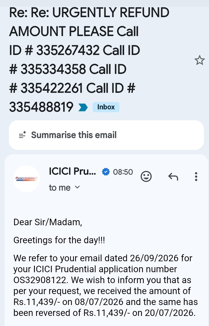 HavVijayakumar's tweet photo. @ICICIPruLife I was try for last 2 months  no refund CRIDIT in my account  

5 email but still wrong reply and same reply  I was forwarded all my bank statement   attached my transaction ID  but wrong reply  

Please refund my amount https://t.co/ftsTSlafJv