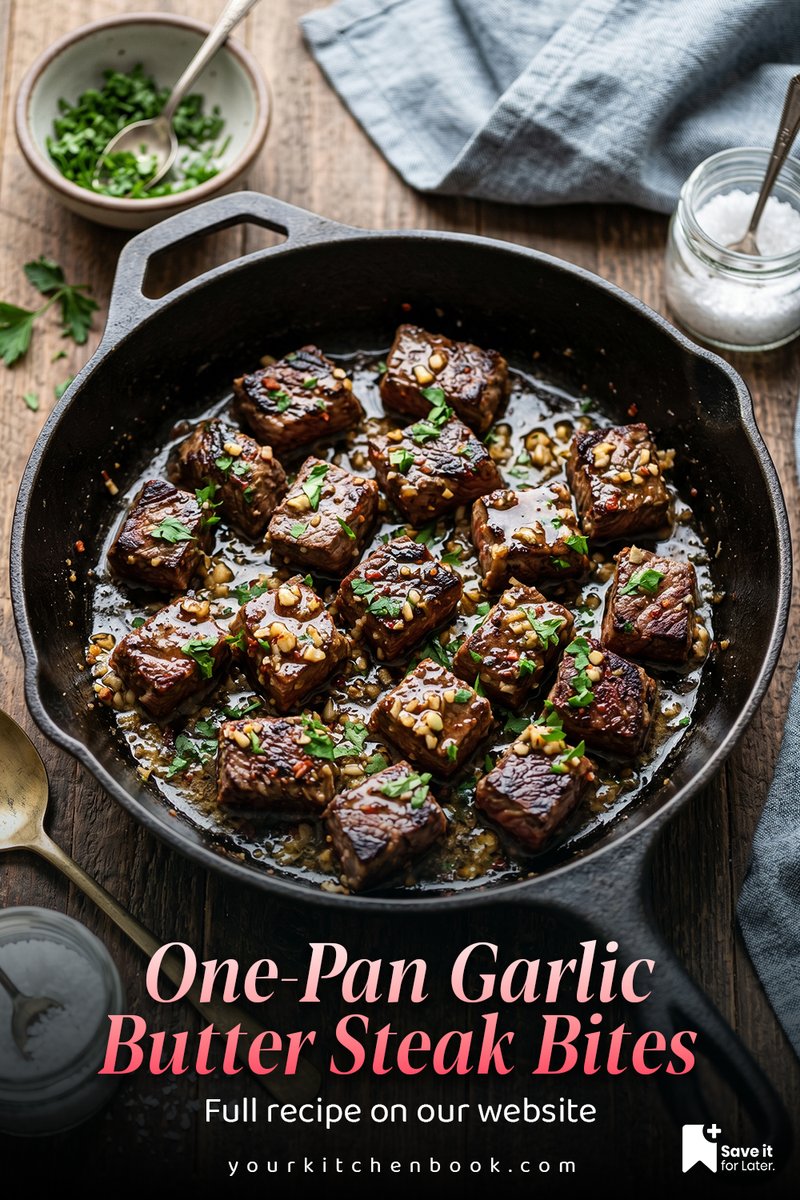 YourKitchenBook's tweet photo. 🥩 Garlic butter + juicy steak bites = an easy dinner win!
These One-Pan Garlic Butter Steak Bites are seared until golden, coated in a rich garlic butter sauce, and ready in just 22 minutes. 🧄🔥
👉 Full recipe in the pin comment.
#SteakBites #EasyDinner #YourKitchenBook https://t.co/u3NypC4F2c
