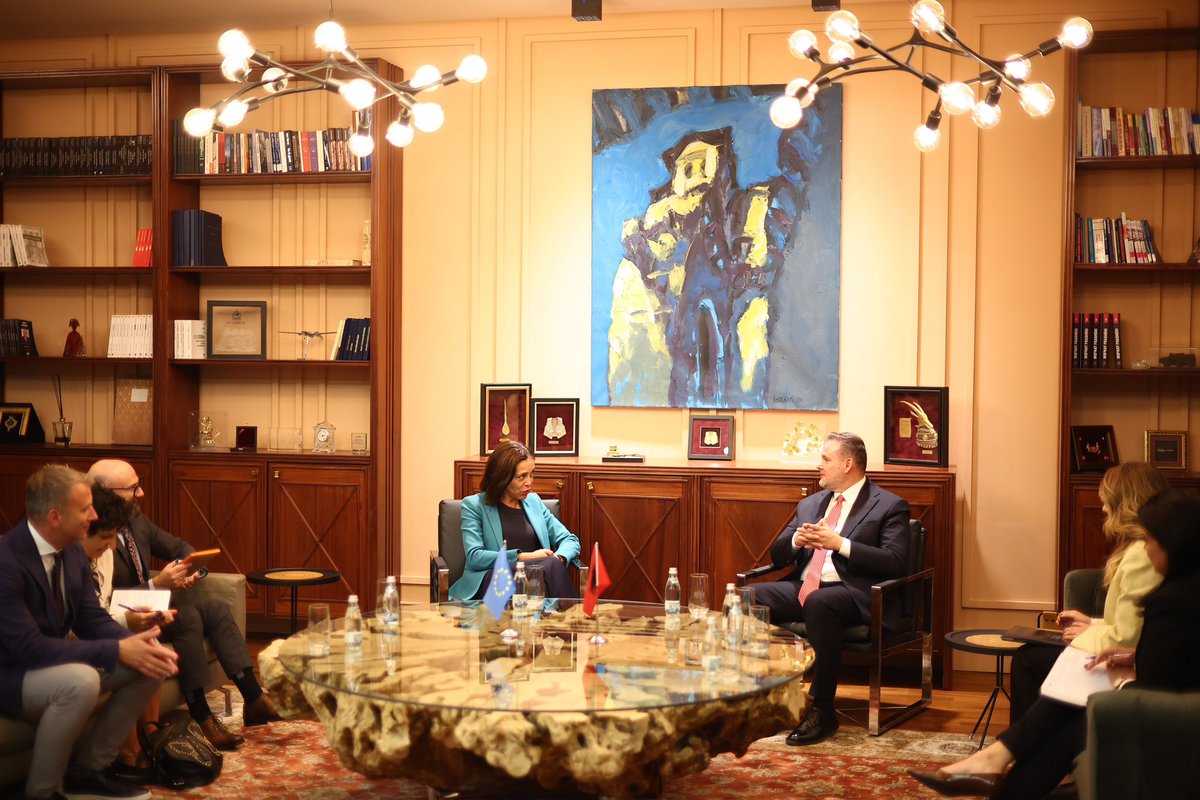 EUAmbAL's tweet photo. The rule of law remains central to Albania’s journey towards the European Union.

I congratulated Minister of Internal Affairs Ervin Demo on his appointment and we discussed the work ahead to continue to tackle organised crime, manage migration effectively and … 1/2 https://t.co/put2RlrYCc