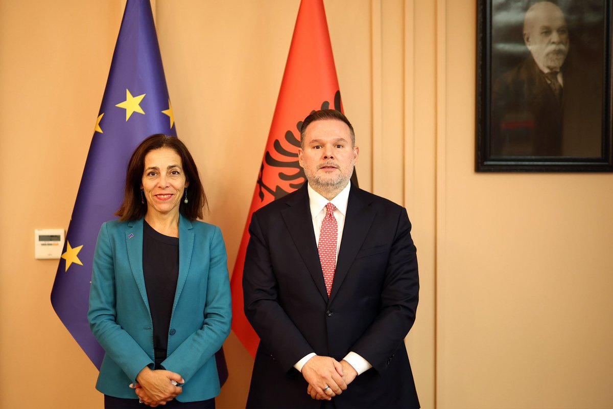 EUAmbAL's tweet photo. The rule of law remains central to Albania’s journey towards the European Union.

I congratulated Minister of Internal Affairs Ervin Demo on his appointment and we discussed the work ahead to continue to tackle organised crime, manage migration effectively and … 1/2 https://t.co/put2RlrYCc