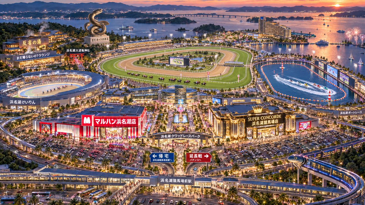 Ken_RacingJP's tweet photo. JRAさん、またアイデア浮かびました。

浜名湖に競馬場＆複合施設作って‼️

#中央競馬 #JRA #新競馬場 https://t.co/17lXTIWqkl