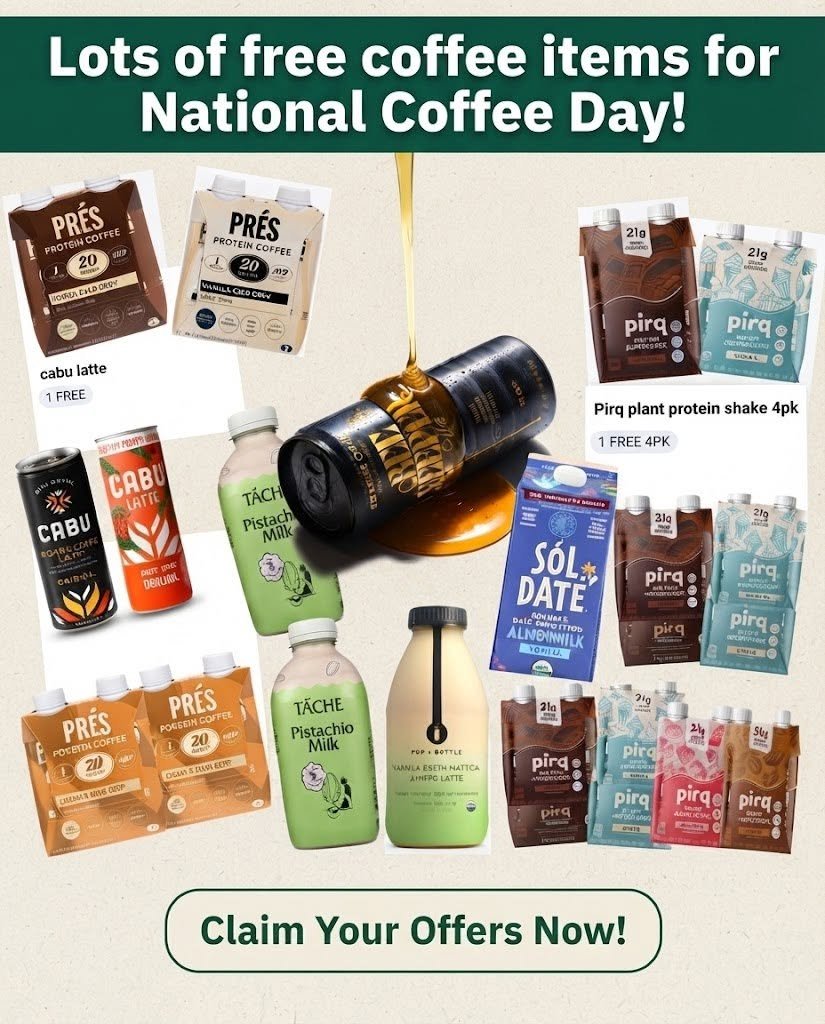 realballadolla's tweet photo. Loads of truly free coffee items after rebate for National Coffee Day! #ad #referral #coffee #nationalcoffeeday #freestuff

Firstly...if this is your first time doing an Aisle rebate then please kindly consider registering here first and we will both earn an extra $5!
https://t.co/ouJJbUJi9w

The link to sign up for all of the National Coffee Day freebies is:
https://t.co/XsGjcc2I1l

Some links to the Target deals:
Prés Coffee Protein 4-Packs: https://t.co/cNf2de21lb #ad 

Cans of Beekeeper Cold Brew Coffee: https://t.co/VY3f1y0yjn #ad