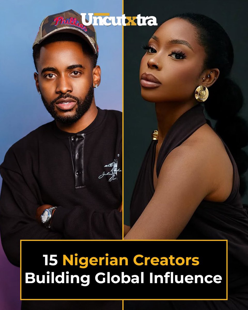uncutxtramag's tweet photo. https://t.co/dagoXut3rO

15 Nigerian creators building global influence, from beauty and fashion to comedy and media. 

Click the link above to read the full story.

#nigeriancreators #globalinfluence #diasporastories #contentcreators #uncutxtramagazine https://t.co/gIf7KzM6cc