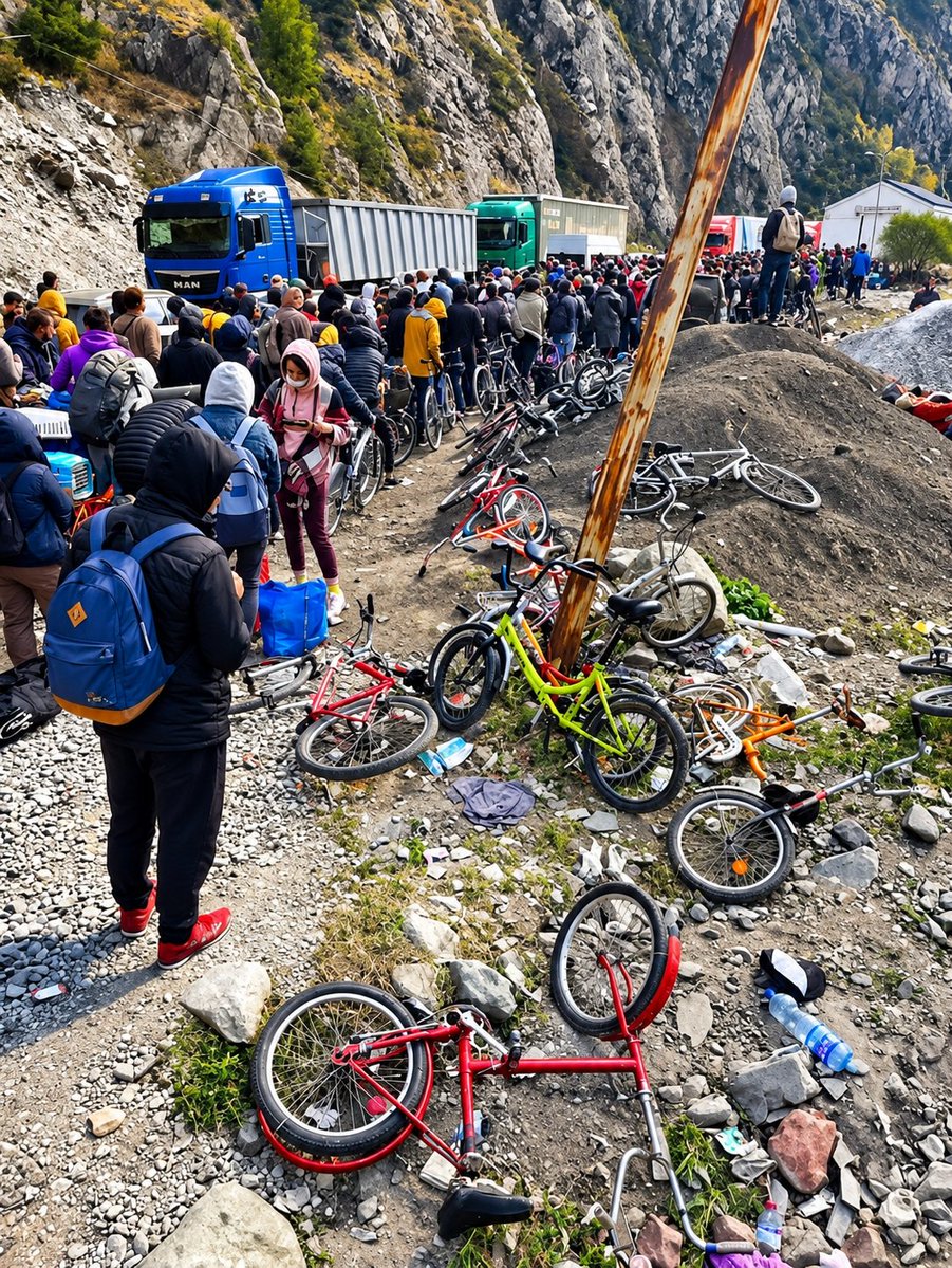 MykhailoRohoza's tweet photo. Russians are leaving Russia. Russia is abandoning Russians. Russia itself is leaving Russia.

The Great Exodus from the Russian Federation.

Upper Lars, the border with Georgia.

This is what a humanitarian catastrophe for the peoples of Russia looks like. https://t.co/DrGjzARPkD