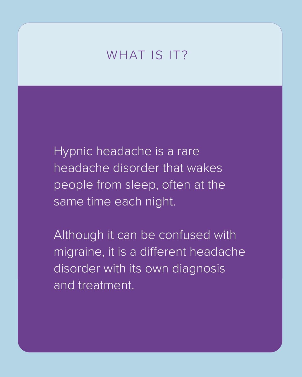 amfmigraine's tweet photo. Have you ever heard of Hypnic Headache?

Often called the ""alarm clock headache,"" this rare headache disorder wakes people from sleep, often at the same time every night.

💬 Had you heard of hypnic headache before? https://t.co/pQuX50h1YJ