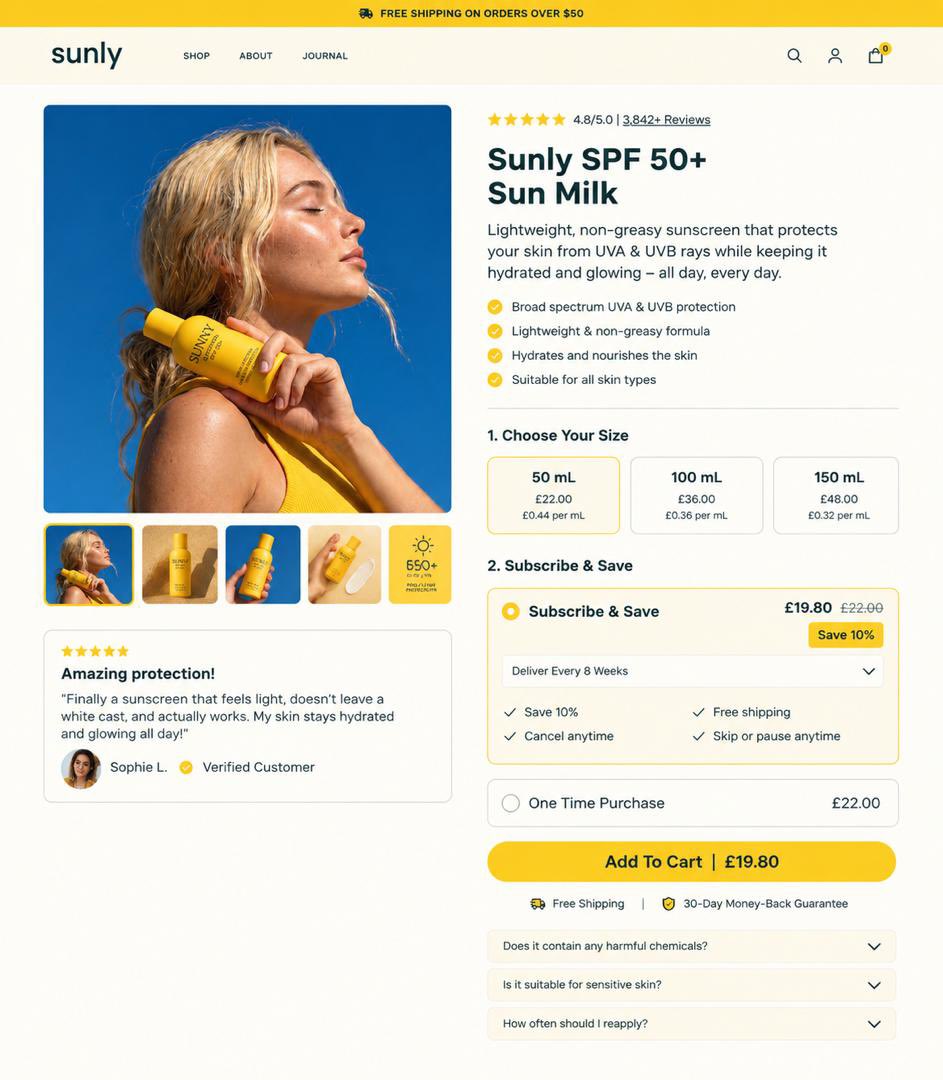 johntech778's tweet photo. Your product page might be answering questions customers haven’t even asked yet while missing the one that matters: “Why should I buy this now?”

A lot of DTC product pages have the right ingredients:

✓ Good product photography
✓ Reviews
✓ Benefits
✓ Multiple sizes
✓ Subscribe & Save
✓ A big Add to Cart button

But they still create decision friction.

Customers shouldn’t have to hunt for:
→ Which option gives them the best value
→ What makes the product different
→ Whether they can trust it
→ Why they should subscribe
→ What happens after they click buy

That’s what I focused on in this redesign.

Less confusion. More clarity. Easier decisions.

Because a high-converting PDP isn’t just about making the product look good.

It should make buying feel obvious.

If your product page is getting traffic but conversions aren’t where you want them, send it to me. https://t.co/hY6w6sBUVy

I’ll look for the friction points that could be costing you sales.

#DTC #Ecommerce #CRO #Shopify #ProductPageDesign #ConversionRateOptimization #EcommerceDesign #LandingPageDesign #UXDesign #WebDesign #DTCBrands #EcommerceGrowth #ShopifyDesign #ConversionDesign #OnlineStore
