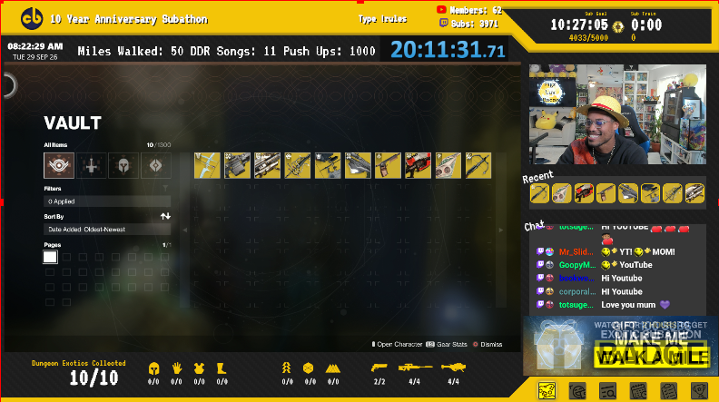 cbgray_'s tweet photo. All Dungeon Exotics in Under 24 Hours. Failed this challenge wayyyyyyy too many times! Happy to finally get it done during our subathon! <3 https://t.co/ERbaquG1JU