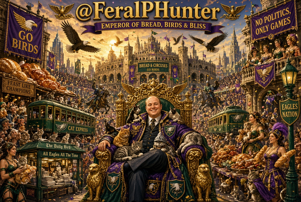 FeralPHunter's tweet photo. “create an image of what the world would look like if I were in charge based on my tweets”

Apparently it would be endless Bread and Games, with a cat in every home. https://t.co/nGQsJtCEkM