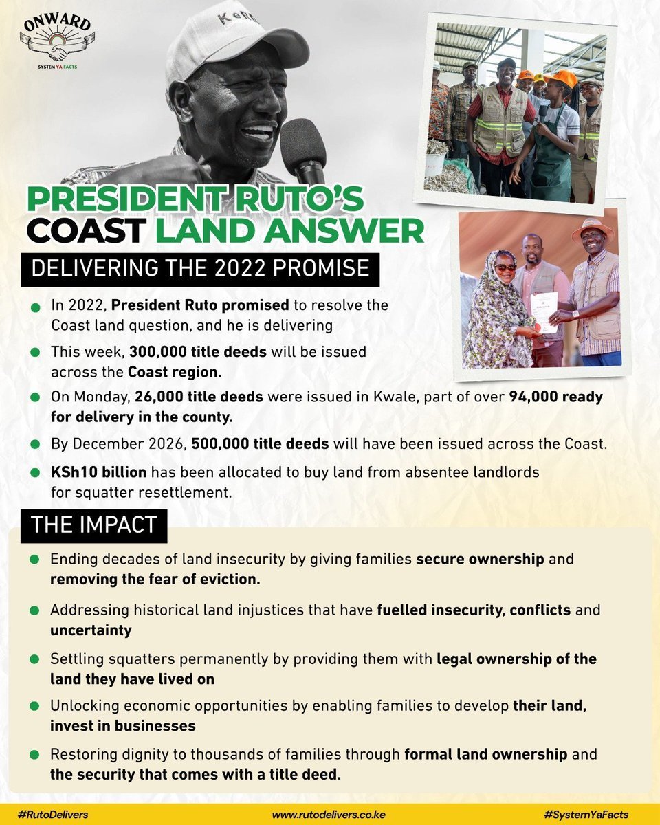 Ellynah_'s tweet photo. A title deed is not just paper. It is proof of ownership, protection from eviction, and a chance to invest in the future. Delivering The Promise #CoastLandAnswer https://t.co/UkyIidbnAB