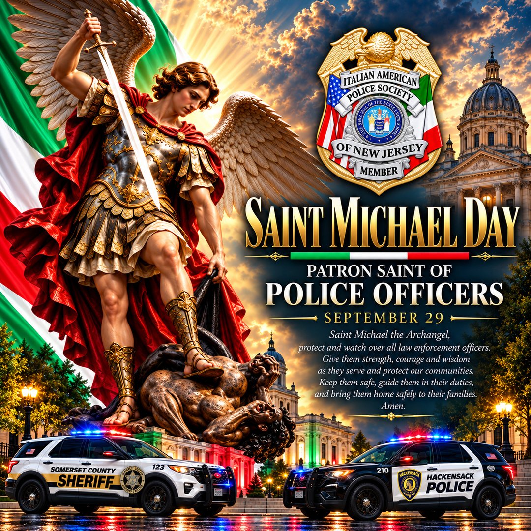 BillSchievella's tweet photo. Today is the Feast Day of St. Michael the Archangel, the revered patron saint of police officers. This holiday celebrated throughout Italy 🇮🇹 and the United States 🇺🇸 honors the brave men & women of law enforcement. We ask Saint Michael to protect them and give them the wisdom and strength to protect and serve. The Italian American Police Officers Society of New Jersey sends thanks to it's patron Saint Michael for his protection.