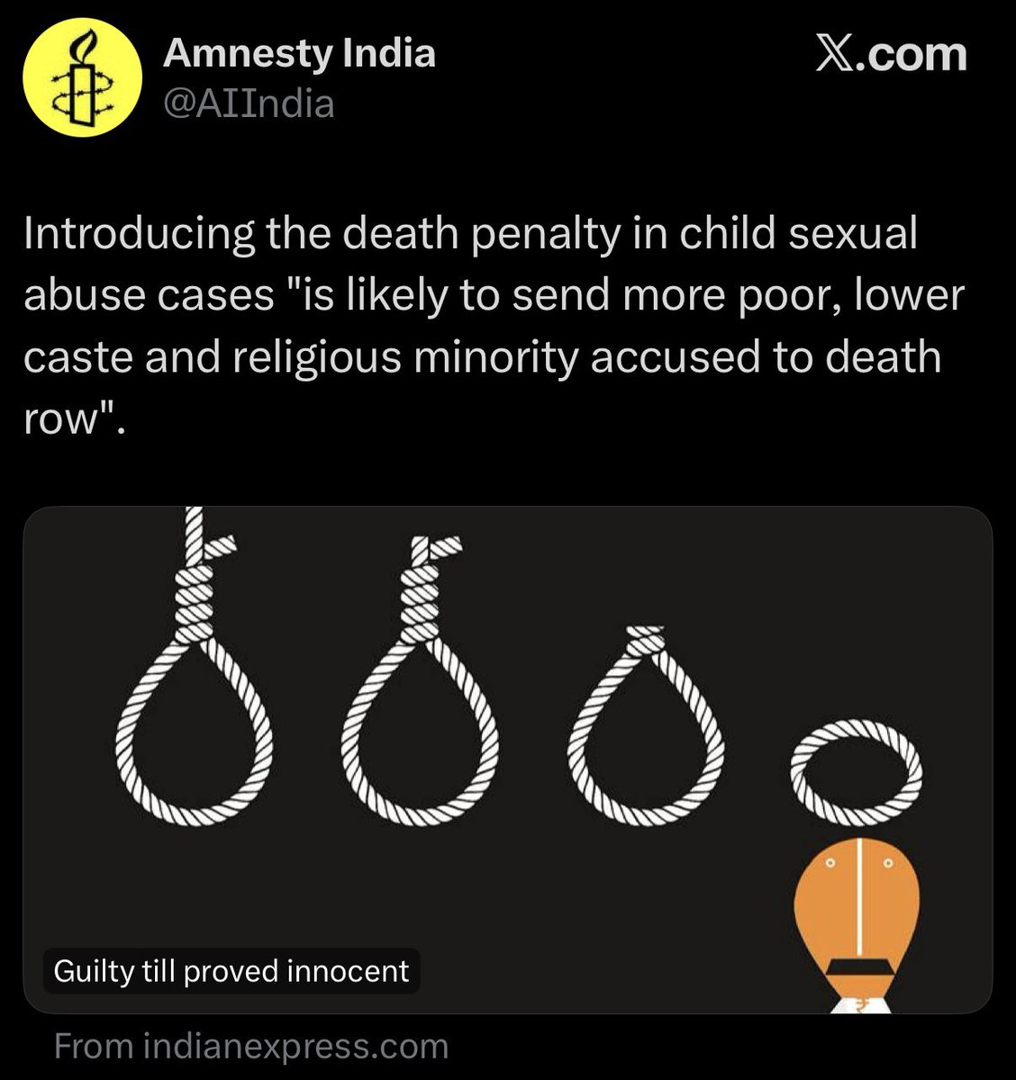TelanganaMaata's tweet photo. Article was written by Arundhati Katju 

Death penalty in child sex abuses will send more poor, lower caste and religious minorities to death row 👇🏼 https://t.co/ToEXDh8taA