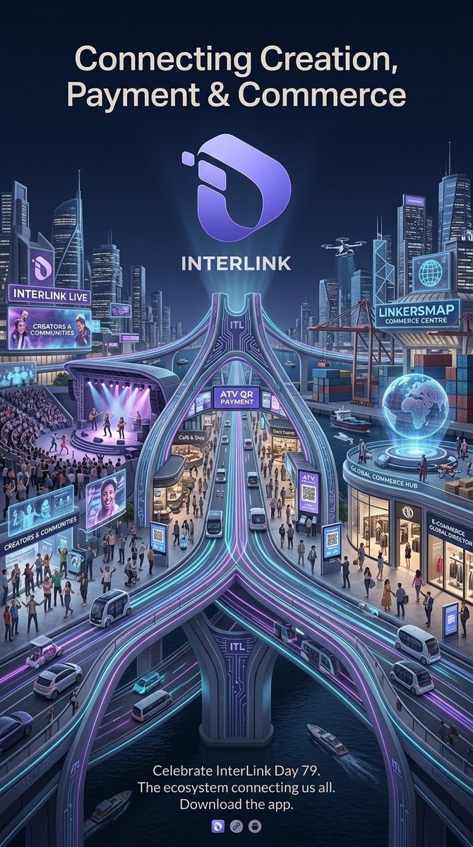 RehanUllahxib0's tweet photo. Experience the future on InterLink Day 79! We're connecting InterLink Live's creators, ATV QR Payment's merchants, and LinkersMap's global commerce with one extraordinary futuristic bridge. Join us for a cinematic journey of innovation! 
#InterLink #ITLG #ITL https://t.co/fuFhzFk2bN