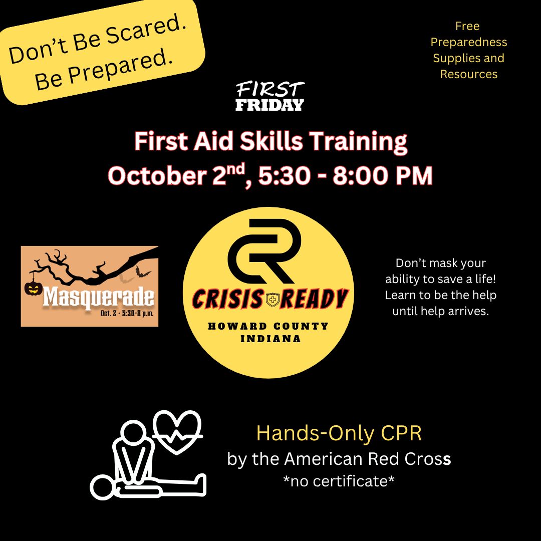 HealthHoco's tweet photo. CrisisReady is gearing up for First Friday— and we’re bringing life-saving first aid training to YOU! 👊👊

Skill: Hands-Only CPR
📍 Downtown on the square
📅 October 2, 5:30 - 8 PM

#CrisisReady #BeTheHelp #FirstAid #BePrepared #CPR https://t.co/HuwVRZRINB