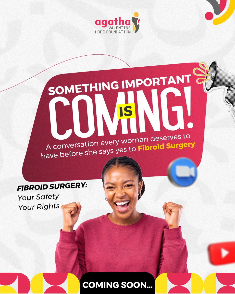 agathavalngo's tweet photo. Before you agree to fibroid surgery, there are questions you deserve to ask.

We are bringing you a conversation every woman deserves to have before she says yes to fibroid surgery.

Coming soon…

Femi Otedola Raphinha Tinubu Must Go Sowore Zidane $motion https://t.co/bhSkoCt1w1