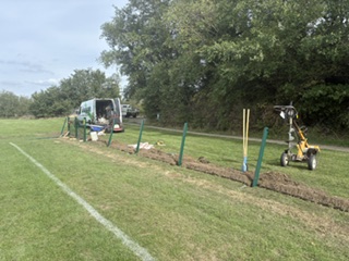 HuntsFA's tweet photo. Lots of work being undertaken at Great Paxton to upgrade the fencing and goals.... https://t.co/BBre7dnOdM