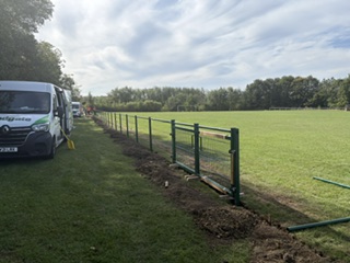 HuntsFA's tweet photo. Lots of work being undertaken at Great Paxton to upgrade the fencing and goals.... https://t.co/BBre7dnOdM