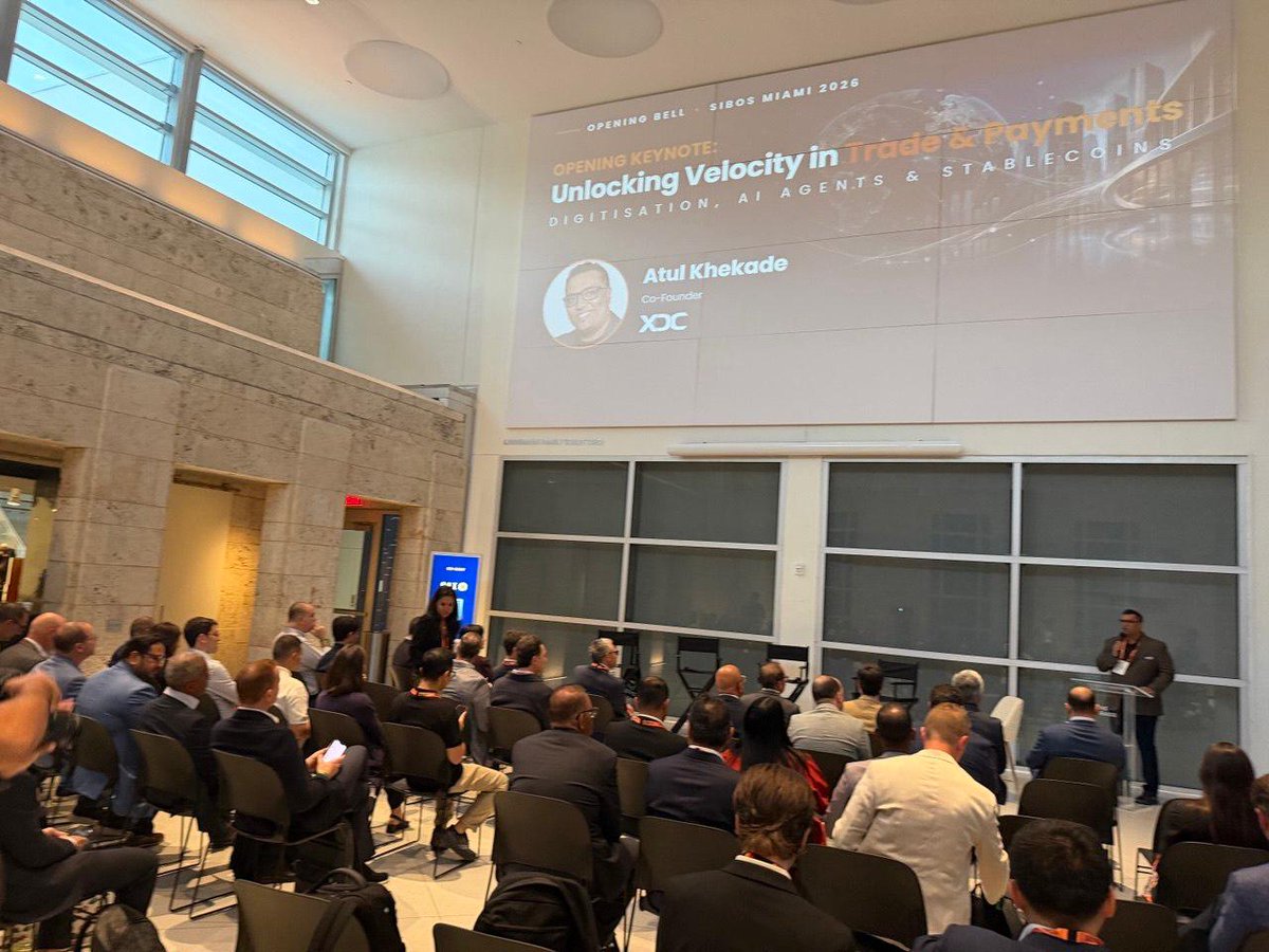 contourtrade's tweet photo. A great morning at Sibos Miami 2026. 🌴
Thank you to everyone who joined our Opening Bell: Institutional Breakfast | Unlocking Velocity in Trade to Payments.

Together with leaders across the industry, we explored the convergence of digital trade, payments, AI and global standards.

Thank you to our supporting partners Accenture, @GLEIF , @SAP , @Eastnets  and @QAIXAlliance for being part of the conversation.

The @Sibos conversations continue at Discover Stand DISS43.

#Sibos #TradeFinance #DigitalTrade