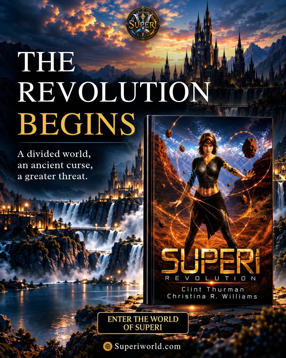 ClintSciFi's tweet photo. ⚔️ The Revolution Begins.

A divided world. An ancient curse. A greater threat.
The story is only beginning. Will you enter the world of Superi: Revolution?
🌐 https://t.co/7sO3O8thfD

#Superi #SuperiRevolution #EpicFantasy #FantasyBooks #BookTwitter #FantasyReaders #BookTok https://t.co/NfehlXdMiU