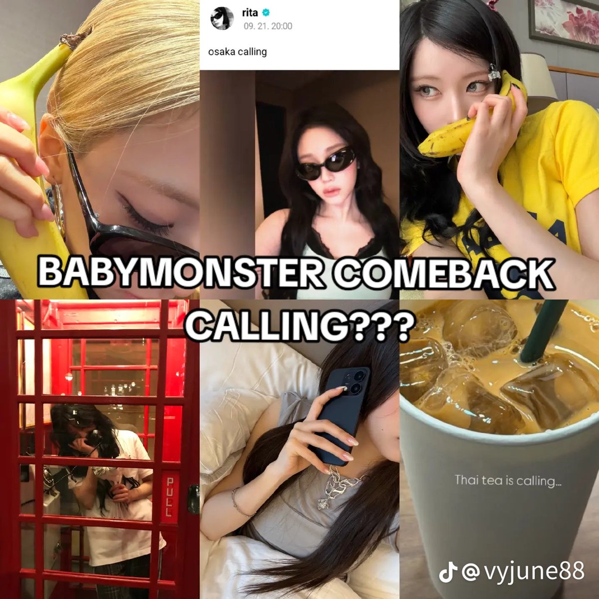 SooyaBlinkVIP's tweet photo. Yeah, BABYMONSTER comeback concept/name is "Calling"

ahyeon wasn't pretending to be calling at the airport to promote Oppo but she was spoiling the comeback, same for the girls posts on weverse https://t.co/lA3uMPSN7F