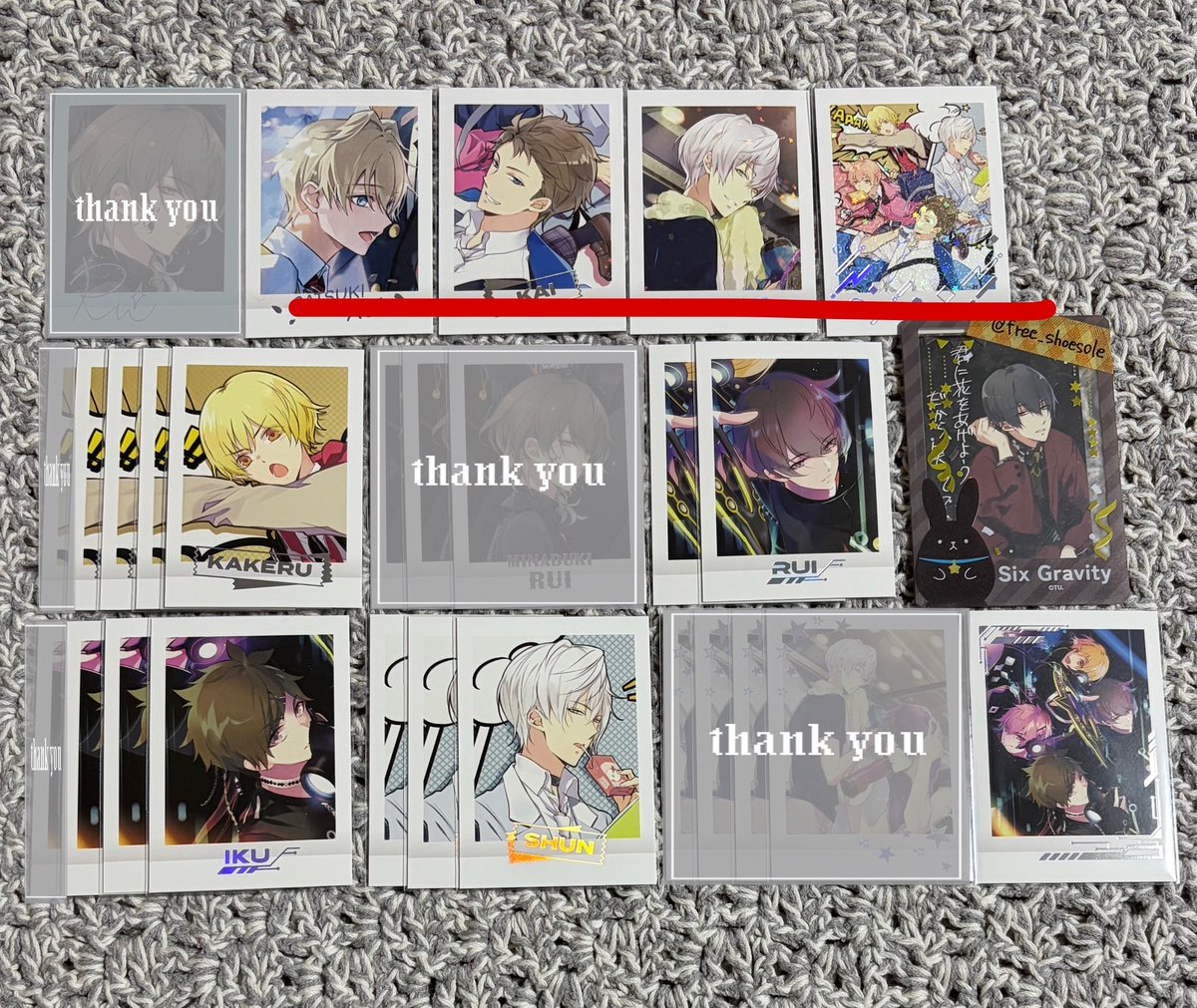 free_shoesole's tweet photo. 【交換】ツキウタ。ぱしゃこれPREMIUM Vol.2 10周年記念Ver. ホロ

《譲》駆.涙.海.郁.☆隼.サバダイ.スクレボ

《求》
Ｎ：新(夢見草>紅縁.アオハル)、アオハル集合
ホロ：新(夢見草.紅縁)、アオハル集合

※赤線はホロ
※集合⇔集合
※☆(N)は年少含む交換

郵送のみ https://t.co/rnP1446tsz