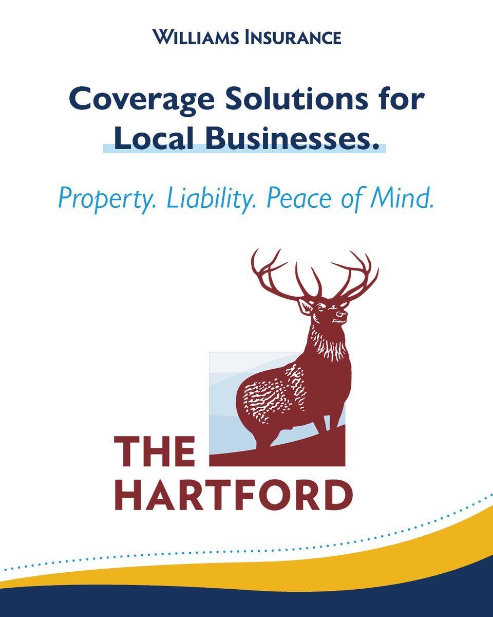 Williams_Ins's tweet photo. Williams Insurance works with The Hartford to help business owners explore package policies designed for a wide range of industries. 

Strong carrier partnerships allow us to guide local businesses toward coverage that supports their operations and long-term growth. https://t.co/gLFb6LlfV6