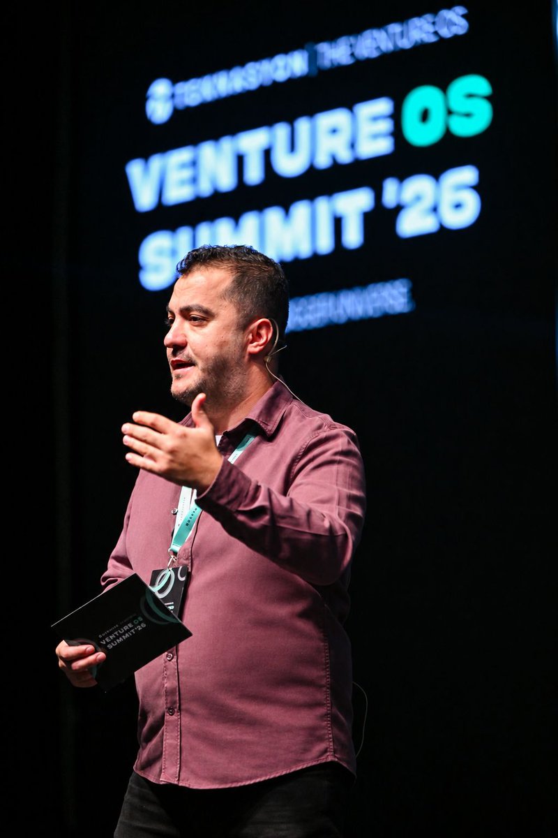 zotlocom's tweet photo. "Venture Highlights" session at Venture OS Summit '26! Our DevRel Manager, Semih, shares how handing repetitive customer requests to AI freed up the team's time for real user problems, and how that know-how is now being carried into our new studios. #VentureOSSummit26 https://t.co/r4qzXZiiva