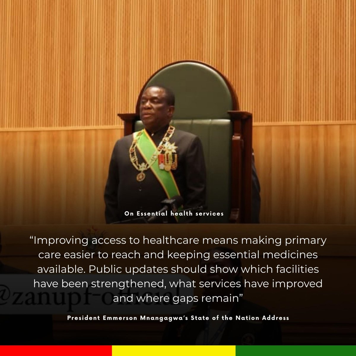 YaserIbraah's tweet photo. Making healthcare accessible to all  President Emmerson Mnangagwa emphasizes strengthening primary care, securing essential medicines, and identifying key gaps. #HealthForALL #ZIMSONA2026 https://t.co/15UBSH4JeZ