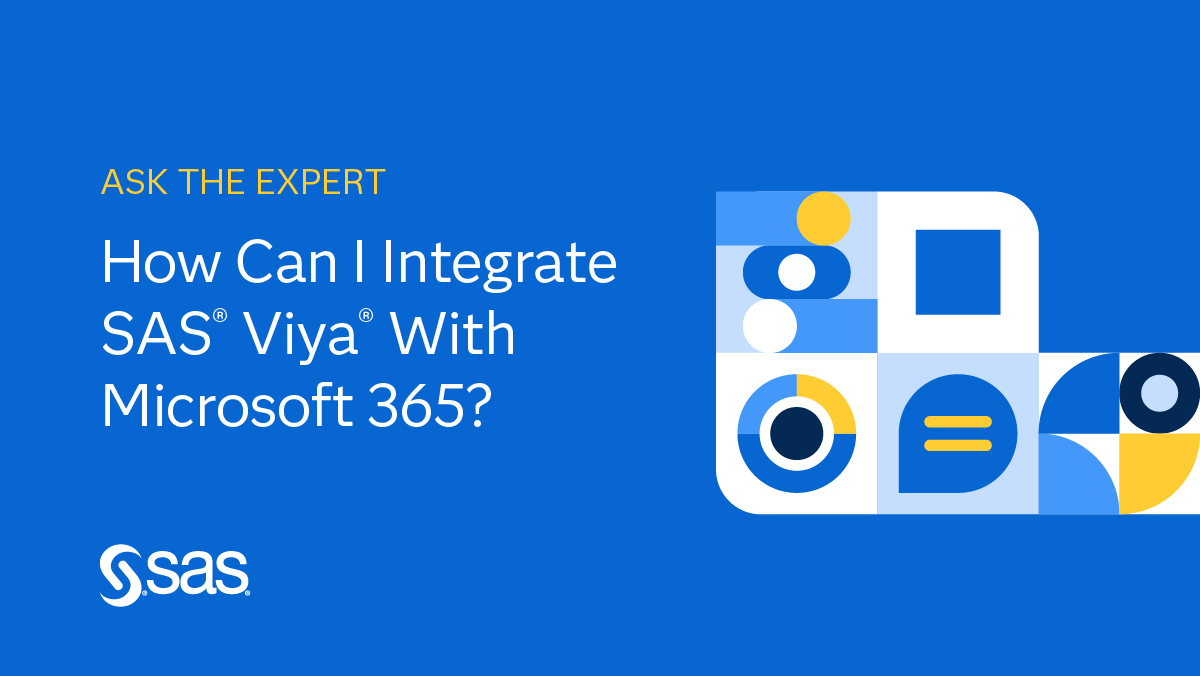 SASanalytics's tweet photo. Wondering how to integrate SAS Viya with Microsoft 365? Join us Oct 13.
 
Register: https://t.co/TqmoQvrvMo

#AskTheExpert #SASWebinars https://t.co/kMLRNDuNVJ