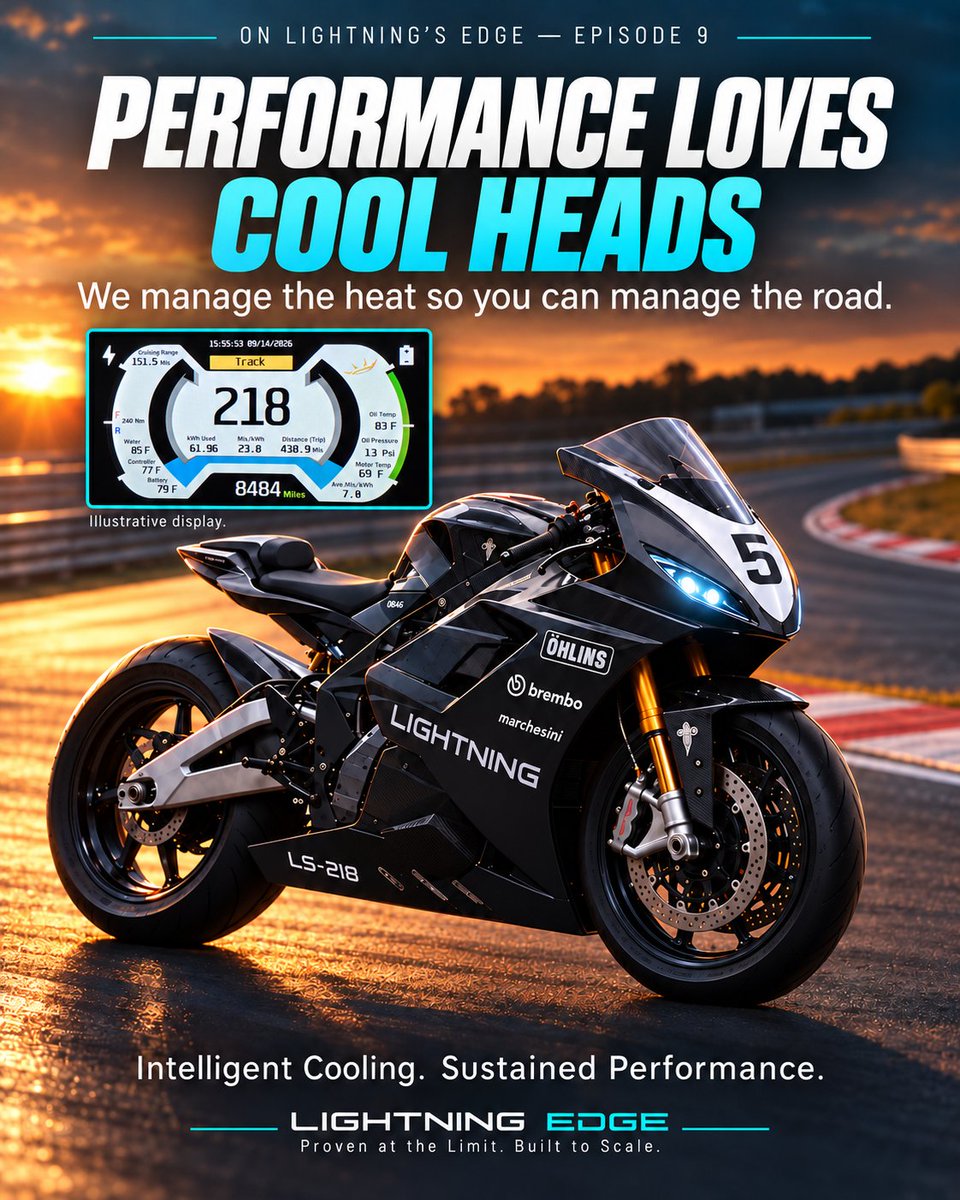 LightningMotorc's tweet photo. Performance loves cool heads.

Lightning combines temperature monitoring, software control, and targeted cooling to help sustain electric performance.

We manage the heat so you can manage the road. 🏍️

#lightningmotorcycle #TechnologyNews #InnovationFrom #lightningedge #evtech https://t.co/sTJ9gGOGT7