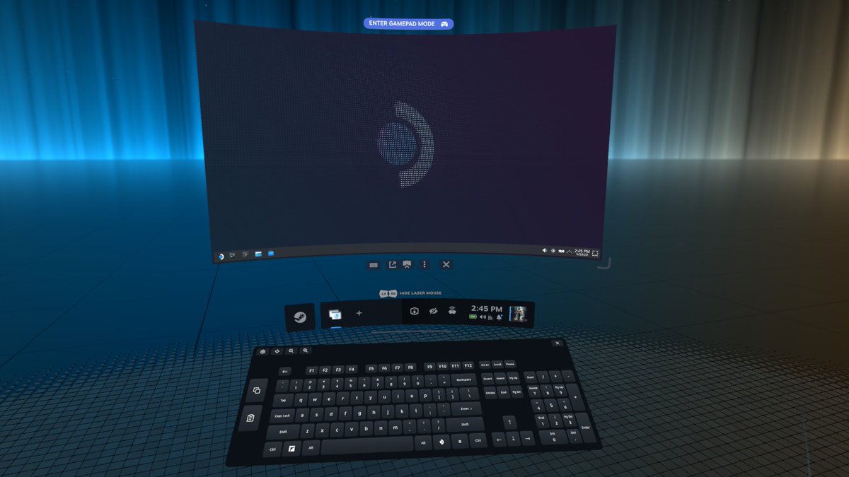 TaiKeid's tweet photo. Annoyed with the Steam Frame's virtual keyboard? Missing Ctrl/Alt? Enter acting weird? No proper arrow keys? Here's a full-size keyboard for the Frame dashboard and local apps. https://t.co/I02XDbbaUA