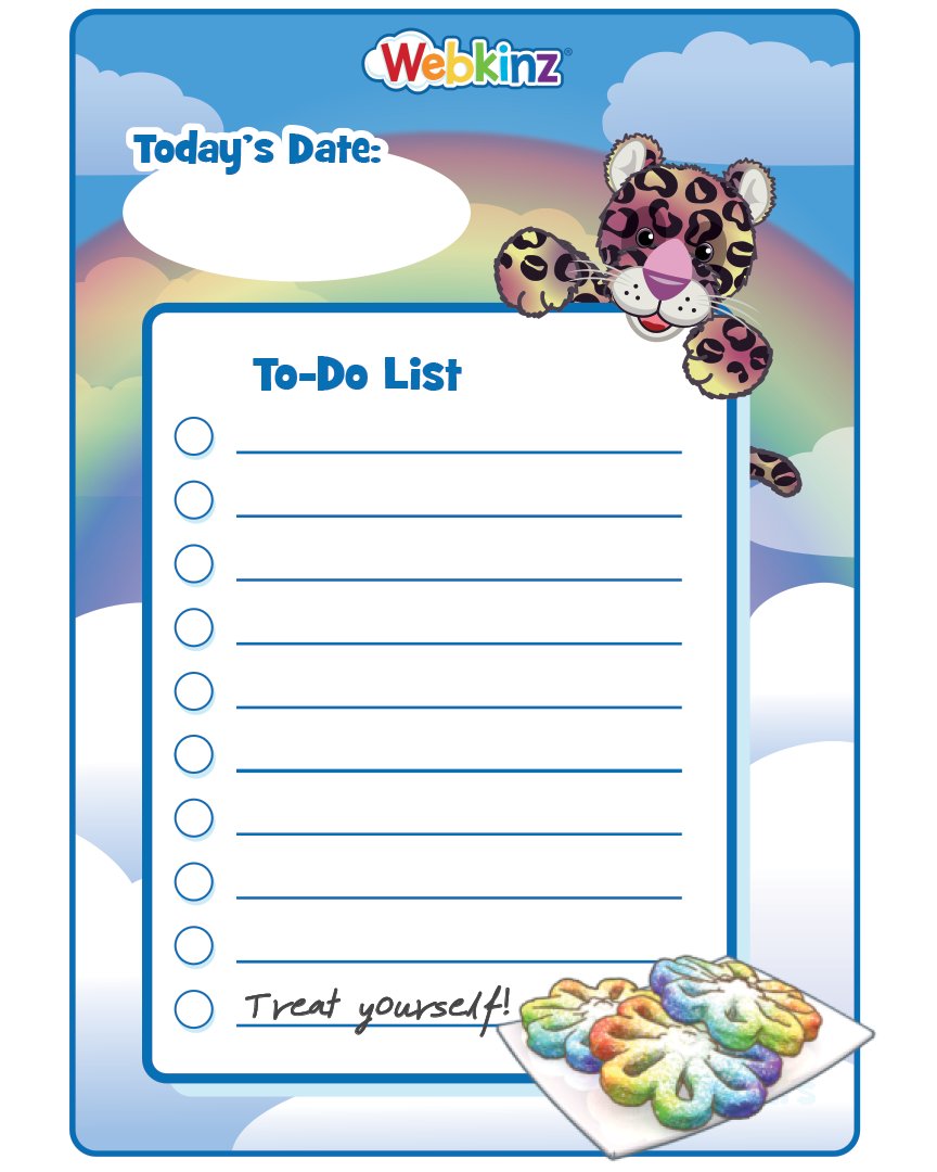 webkinz's tweet photo. 🌈🐆WEBKINZ TO-DO LISTS! 🐆🌈

Last time we posted bullet journal templates, we heard your requests for blank to-do lists....and here they are! 🥳
Download your FREE templates here:  https://t.co/bi34imrfEh 

#Webkinz https://t.co/JzHqotsBtV