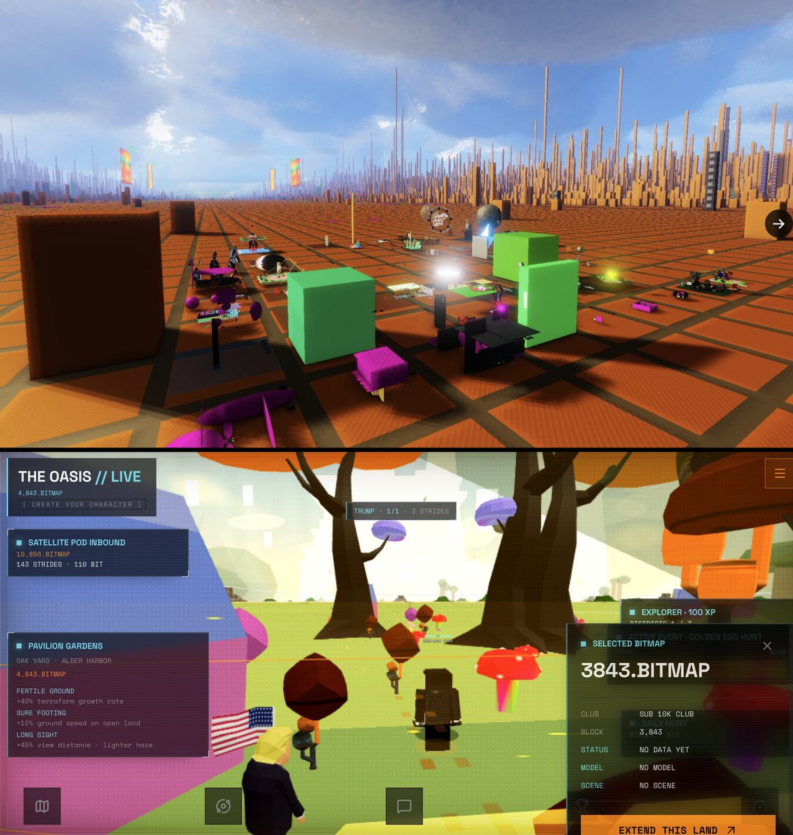 iotbtc's tweet photo. pretty amazed witnessing 🟧 #bitmap devs actually bringing the "decentralized metaverse on bitcoin" vision to life 

currently we have TWO 3D bitmap metaverse builder / explorer apps using INTEROPERABLE DATA STANDARDS = builds in one app also renders in the other 🤝 both apps substantially improving / becoming more fully featured & aesthetically impressive with each new version 🏗️

with zero VC funding or institutional support

sustaining retail attention very difficult in crypto - 99% of projects built on timelines terminating in hours, days or, at most, weeks - whereas the bitmap ecosystem now 3 years in and still gathering increasing developmental momentum - ( lots of really cool 2D bitmap infra out there as well )

let's be real : this is still a super niche asset few are aware of, but also still one of the only passionate crypto subcultures building legitimately novel / interesting apps aligned with the original cypherpunk vision of permissionless, decentralized, uncensorable, self sovereign infrastructure actually useful for something besides gambling

in other words = still an extremely compelling sleeper / dark horse asset genuinely in a class of it's own 👀
