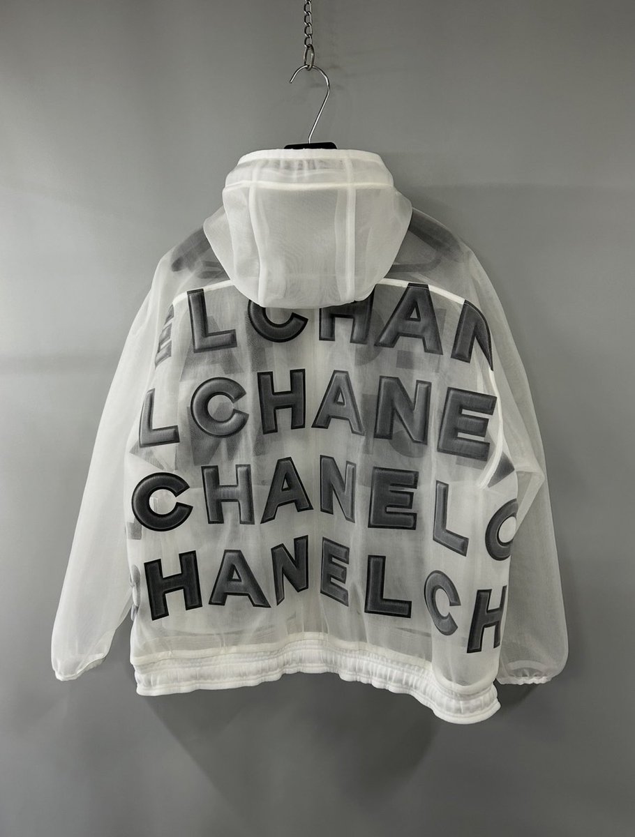 SaintCuz's tweet photo. Chanel transparent jacket https://t.co/Lydmr0Wt5E