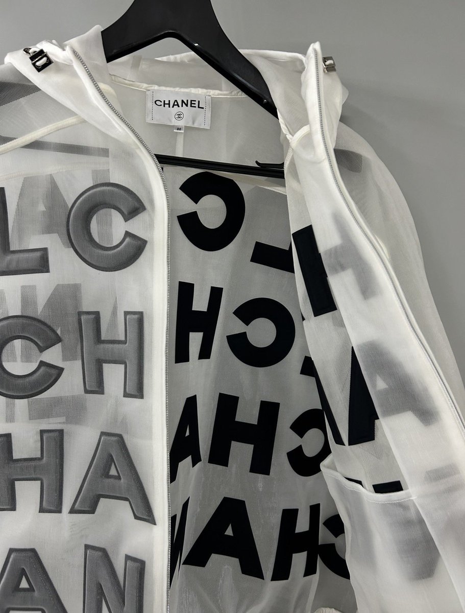 SaintCuz's tweet photo. Chanel transparent jacket https://t.co/Lydmr0Wt5E