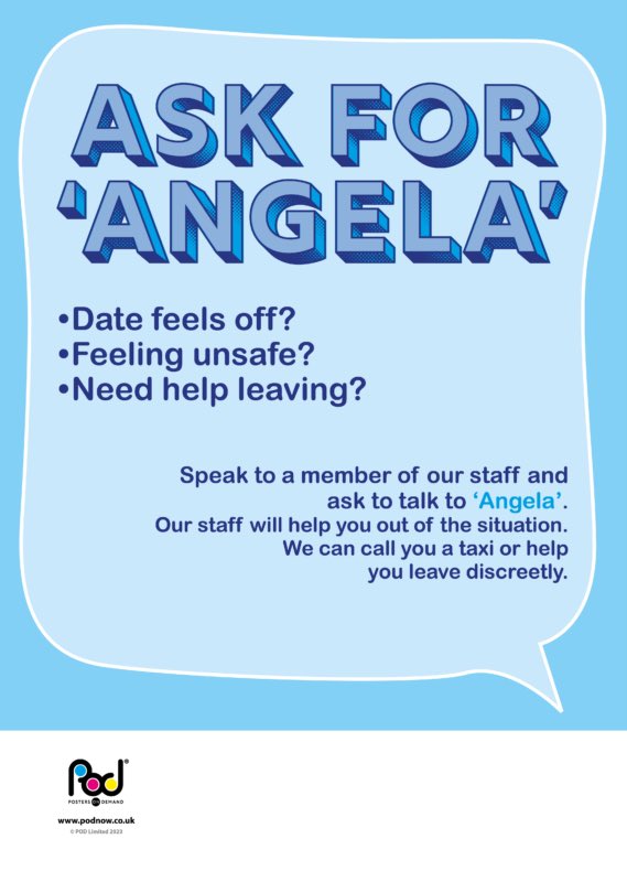 SafferTheGaffer's tweet photo. I’m seeing a lot of Cornell tweets. 

Although it wouldn’t have helped that poor young woman it’s a good time to remind women that if you feel weird or unsafe in any establishment ask any member of staff for ANGELA.

They’ll know you need help to discreetly get you out. https://t.co/qzu8e5mfS1