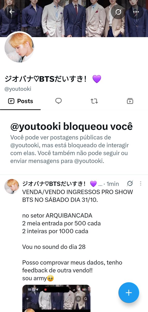 kir4wolf's tweet photo. ALERTA DE GOLPE ⚠️ 42999721131

https://t.co/KQKVbQXrxm essa pessoa está se passando pela @_giovanassilva , usando os dados dela pra dar golpe nas armys que estão querendo comprar ingresso pro show do bts. 

eu percebi que era golpe e puxei todos os dados da pessoa, atentossss! https://t.co/tcdgT31PNF