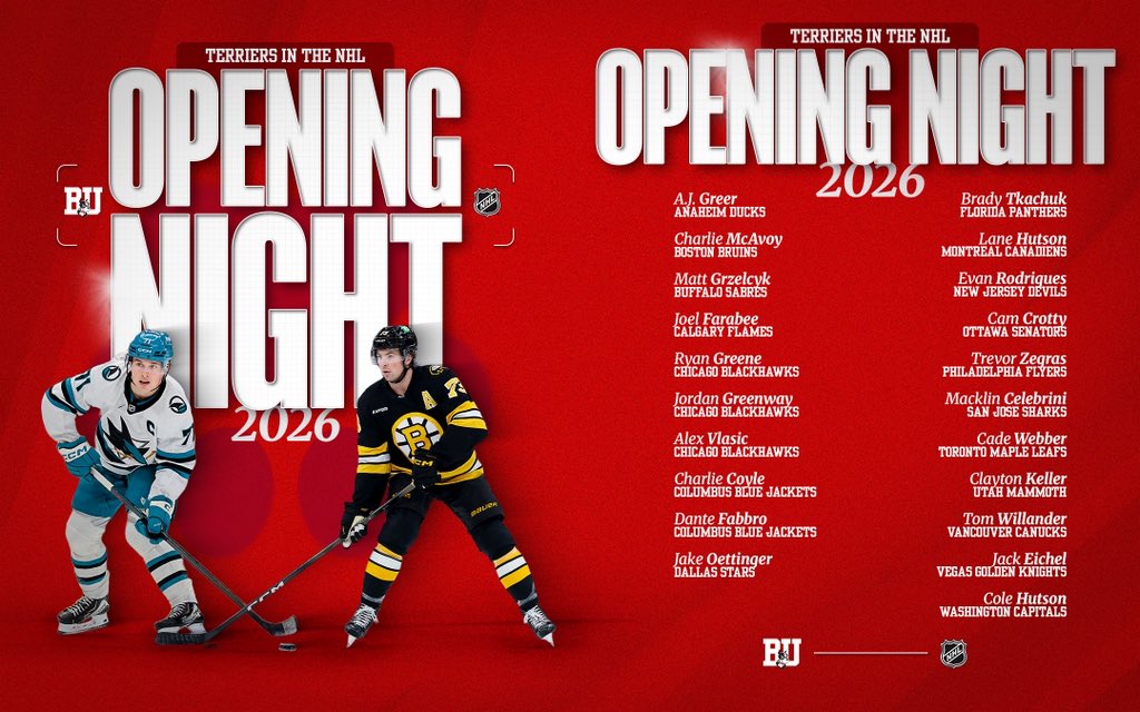 TerrierHockey's tweet photo. Good luck to our 2️⃣1️⃣ Terriers who were named to NHL opening-night rosters!

#ProudToBU https://t.co/KHuXipIX9D