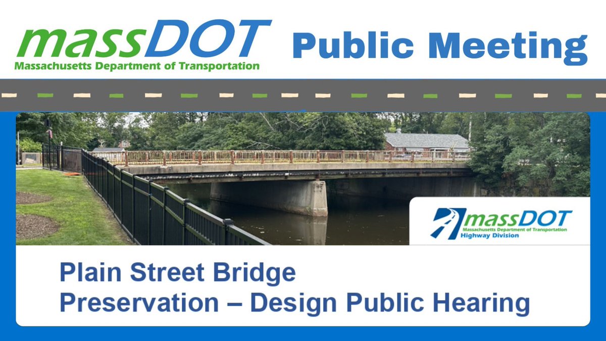 MassDOT's tweet photo. On 10/6, at 6:00pm, #MassDOT is holding a virtual design public hearing to present the design for the proposed ST 2A/Main Street over G&W Railroad bridge replacement project in #Athol.
ℹ https://t.co/bEIritSwiv https://t.co/B3lxubsCST