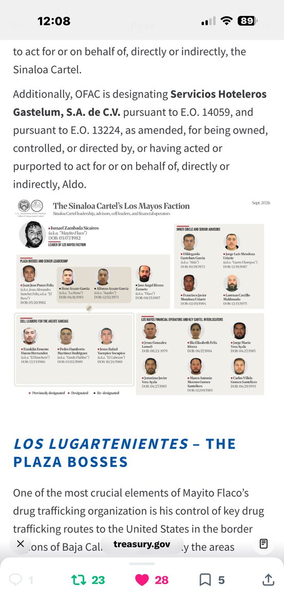 jorgegogdl's tweet photo. El gobierno de Estados Unidos acaba de señalar al ex esposo de @MarinadelPilar Carlos Torres y a su hermano como operadores del cartel de Sinaloa y la facción del “Ismael Zambada Sicairos”

https://t.co/nmLWmKShVK https://t.co/sBzakF6s3m