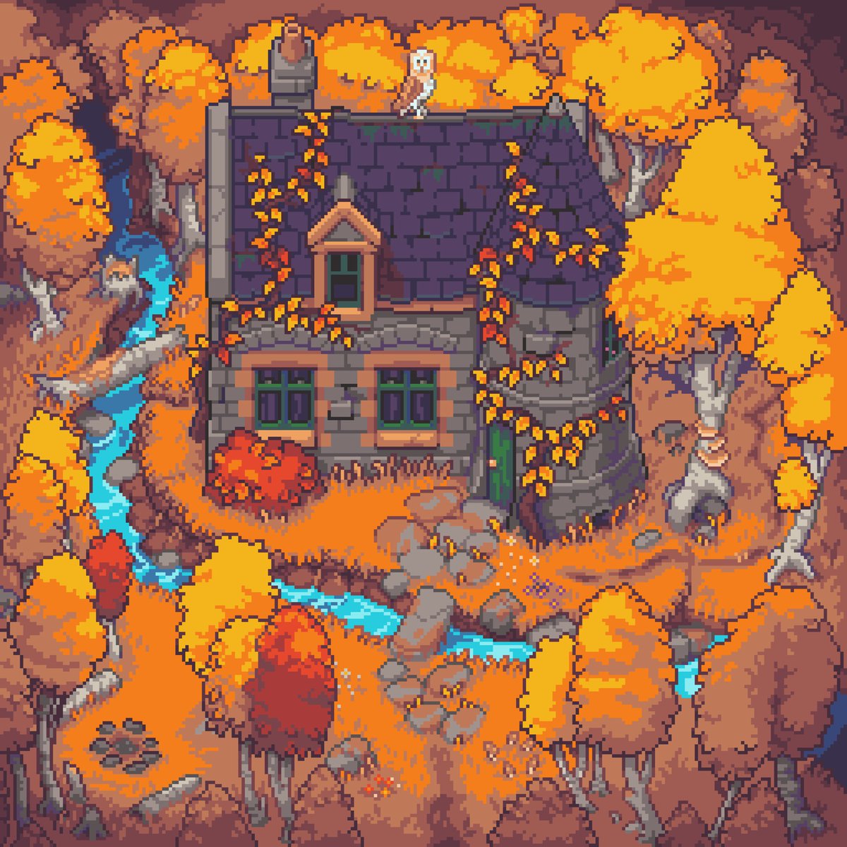 TransientCode's tweet photo. The trees are changing so it’s time to post the Autumn Cottage 🍁
#pixelart #autumn https://t.co/KpsA6cS7ea