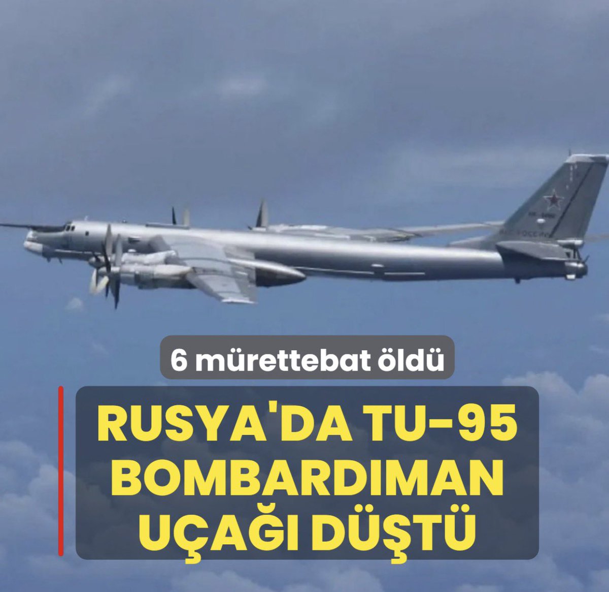 TurkiyeHazirKit's tweet photo. Rusya'da Tu-95 bombardıman uçağı düştü.
6 mürettebat öldü. 2 mürettebatın da kayıp olduğu ifade ediliyor. https://t.co/7jipjl7D46
