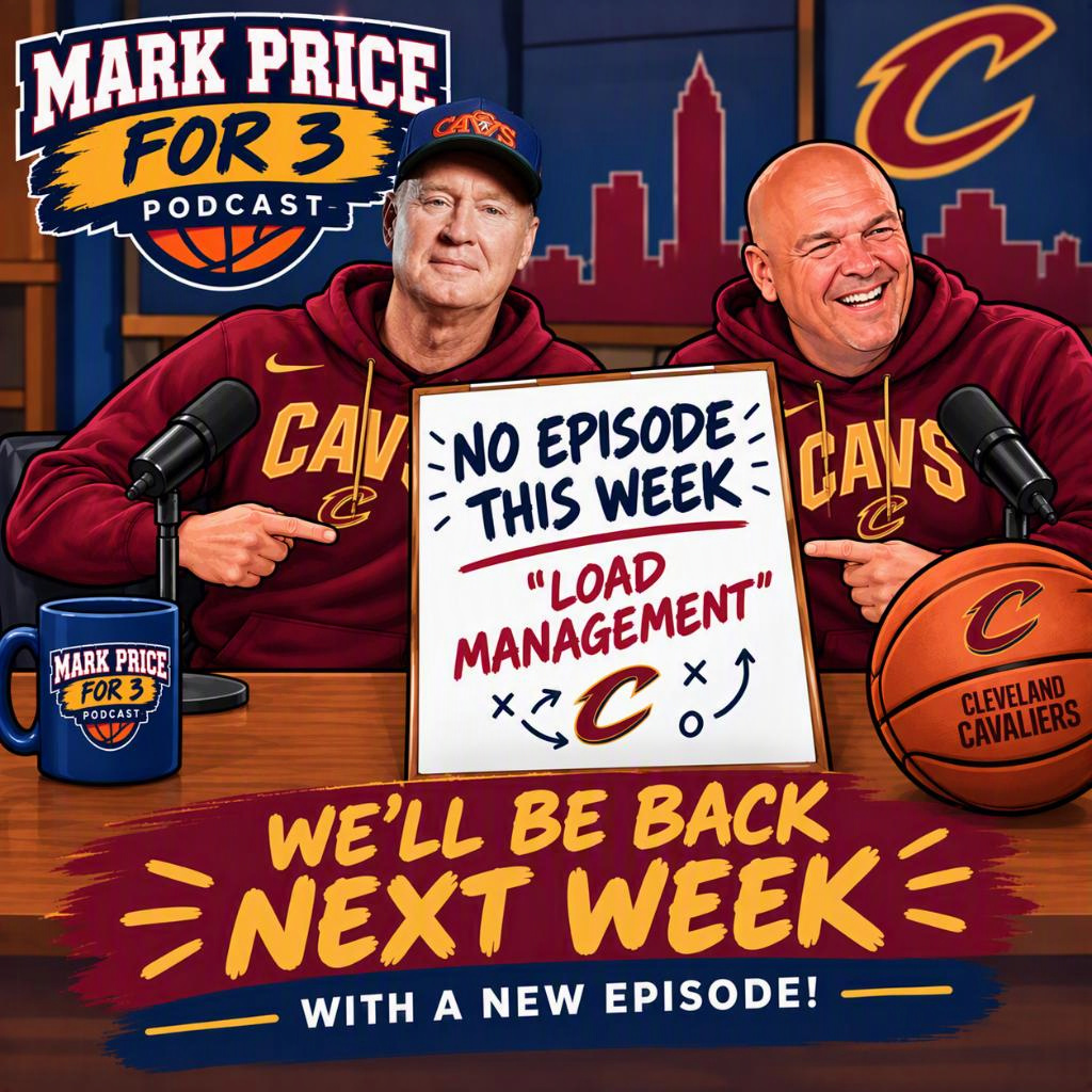 AaronConrad's tweet photo. Quick update: @Mark25Price and I are on "Load Management" this week, so there won't be a new Episode of the Mark Price For 3 Podcast. We'll be back next week, looking ahead to another season of Cavs basketball! https://t.co/4rYrU5lz9V